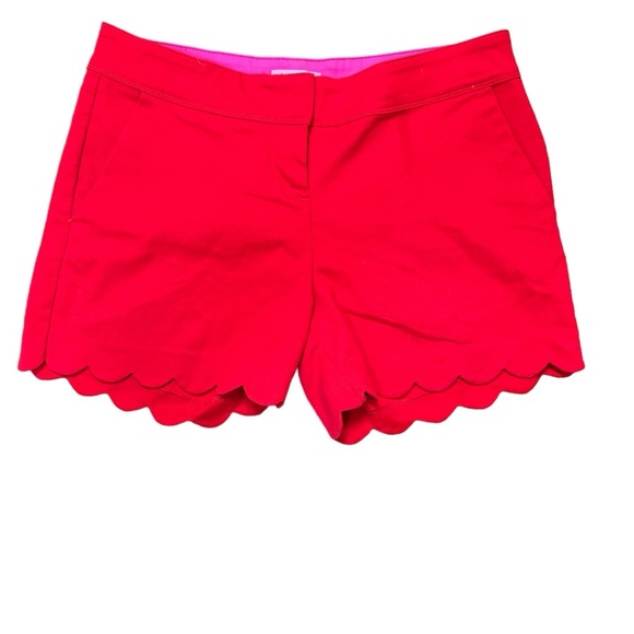 Isaac Mizrahi New York Red Scalloped High Waist Shorts Women’s 10  [299] - Picture 2 of 5